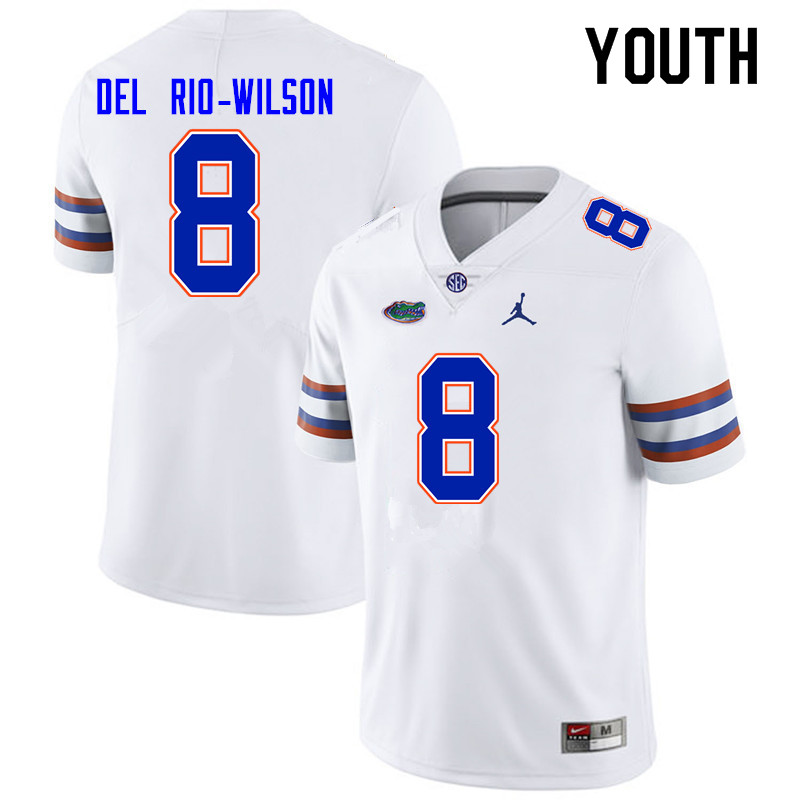 Youth #8 Carlos Del Rio-Wilson Florida Gators College Football Jerseys Sale-White